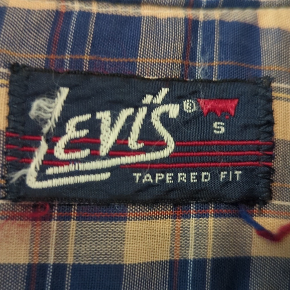 Vintage 80s Levi's Tapered Fit Plaid Button Down Western Shirt Sz Small - Picture 6 of 6